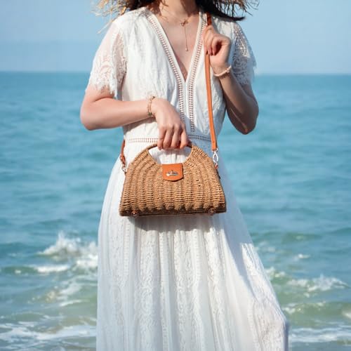 Bolso tote de mimbre para mujer estilo verano miniatura 7