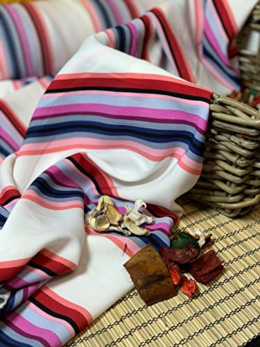 TS New Crepé Georgette Tela ligera a rayas multicolor de 147,3 cm por metro (disponible en longitud continua) (varios colores)