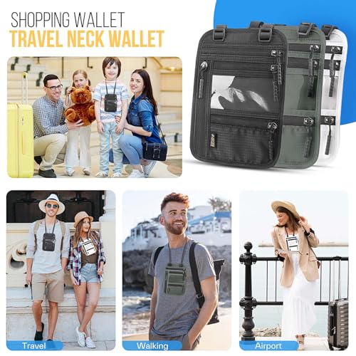 Image of Passport Holder for Travel, Slim RFID Blocking Travel Wallet for Women and Men, Anti Theft Travel Document Organizer with Adjustable Strap, Travel Essentials Neck Money Pouch