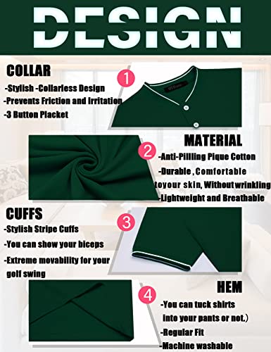 Men Polo Shirt Premium Fitted Golfing Shirt Jersey Baseball T Shirts Polo For Golf Course Activities Travel Golfing Baseball Field Grandad Collar Polo For Men Work Uniform Green Shirt Men's Shirts #TOP3