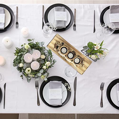 Relaxdays Porte-Bougies en lot avec Plateau et Pierres, 34 cm de Longueur, 3 bougeoirs, décoration Table Salon, Marron – Image 3