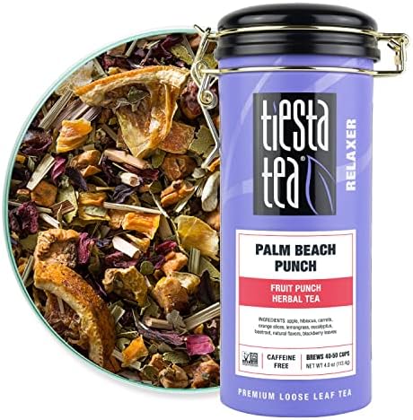 Tiesta Tea - Palm Beach Punch, Loose Leaf Fruit Punch Herbal Tea, Non-Caffeinated, Hot & Iced Tea, 4 oz Tin - 50 Cups, Natural, No Sugar, Herbal Tea Loose Leaf Blend