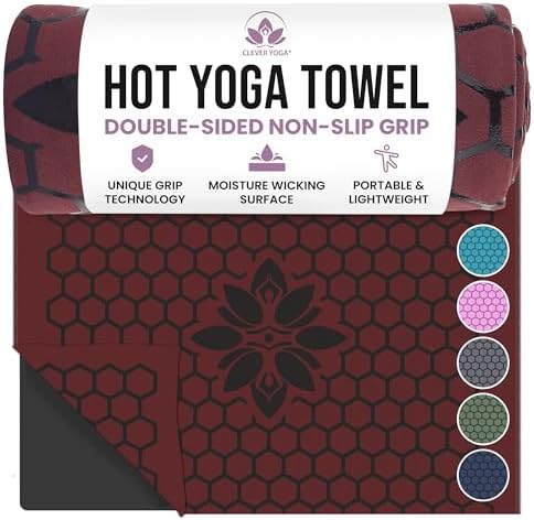 Clever Yoga Hot Yoga Mat Towel – Non-Slip Grip for Hot Yoga, Swea...