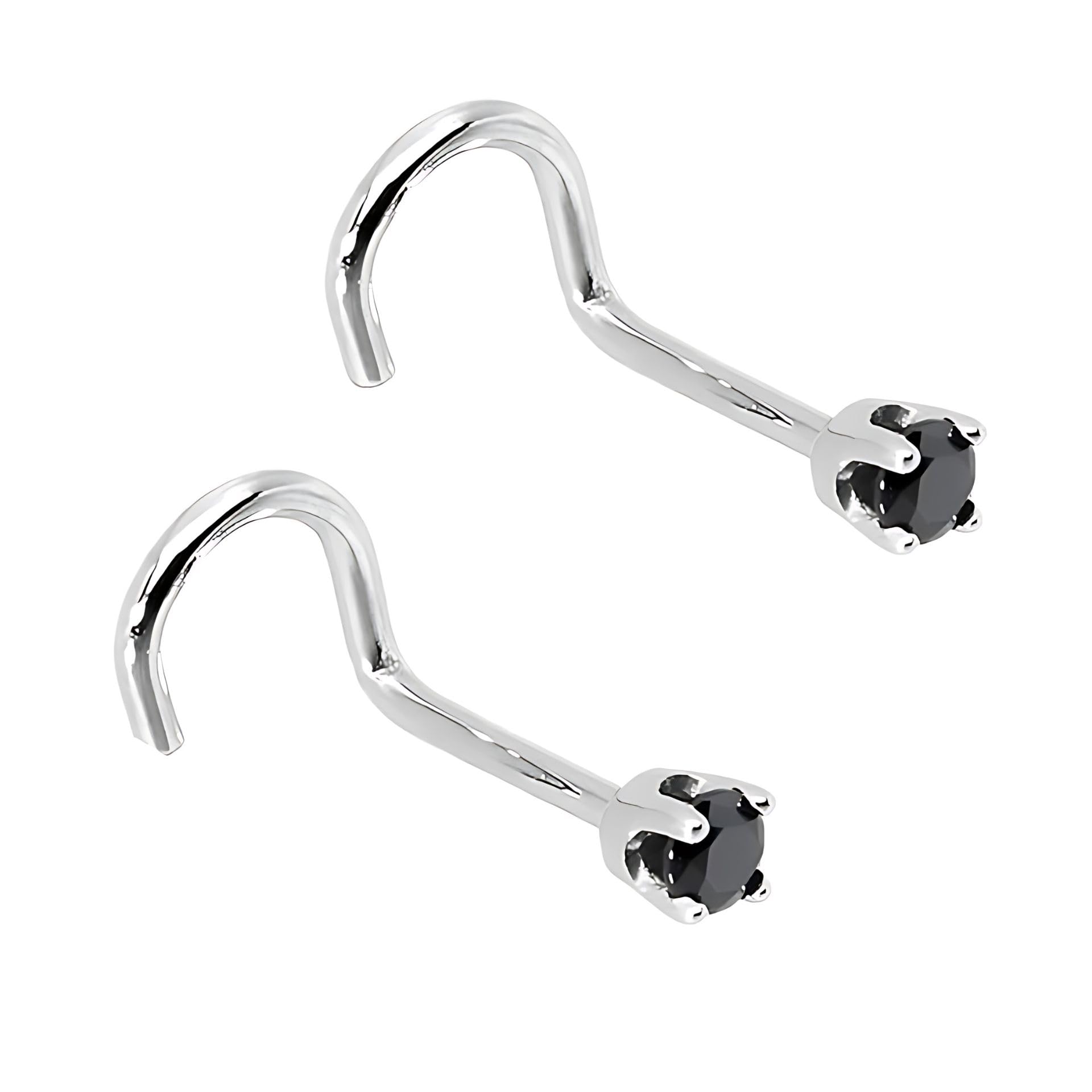 316L Stainless Steel No-Tarnish No-Rusting Small 2mm Eclipse Black Crystal Nose Pin Stud For Women And Girls (NR0324) 2 Pcs-image-4