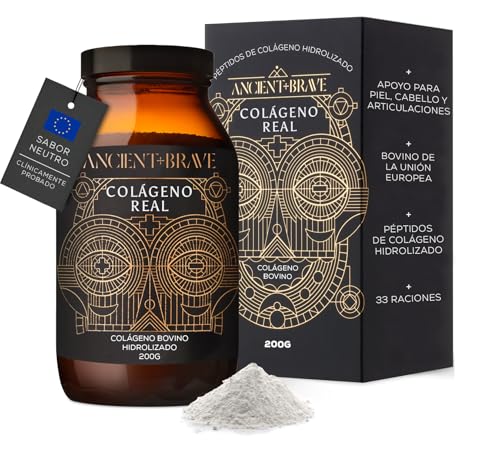 Ancient + Brave   True Collagen   33 Raciones   100% Péptidos de Colágeno Hidrolizado en Polvo, 200 g   Colágeno Bovino Europeo   Alto en Proteínas, Ideal Ayuno y Keto   Piel, Cabello y Uñas