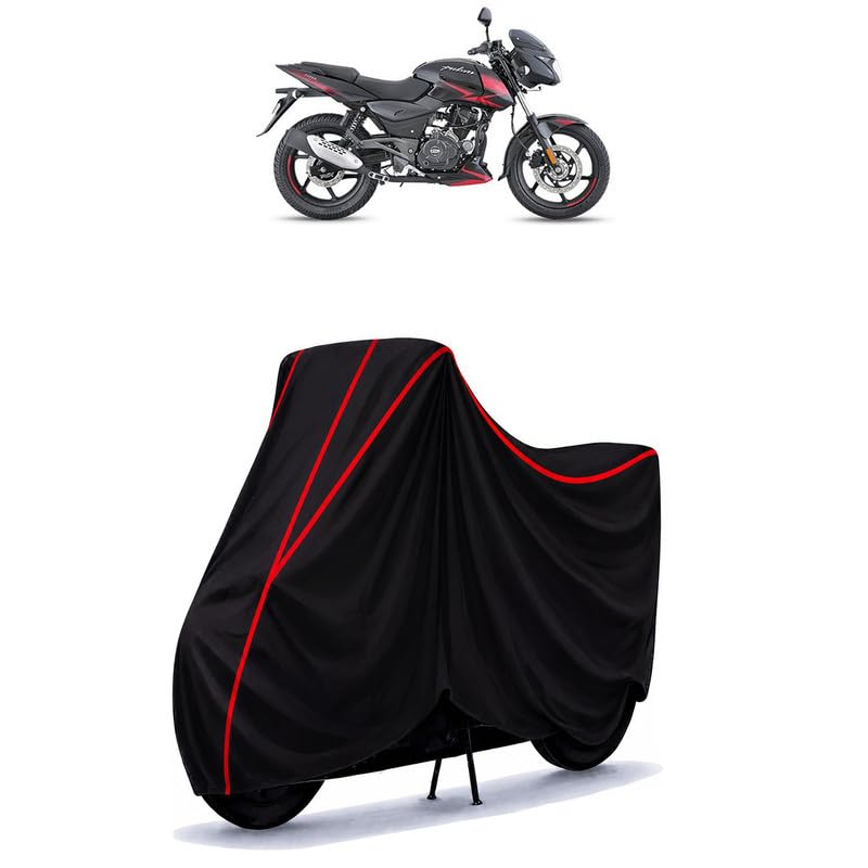 Image of Bajaj Pulsar 180 BS6 Water Resistant Bike Cover for All Motorcycles & Rain | Heavy Duty Taffeta Fabric | UV Protection, Dustproof, Scratchproof | All Weather Two Wheeler Body Cover with Elastic Bottom