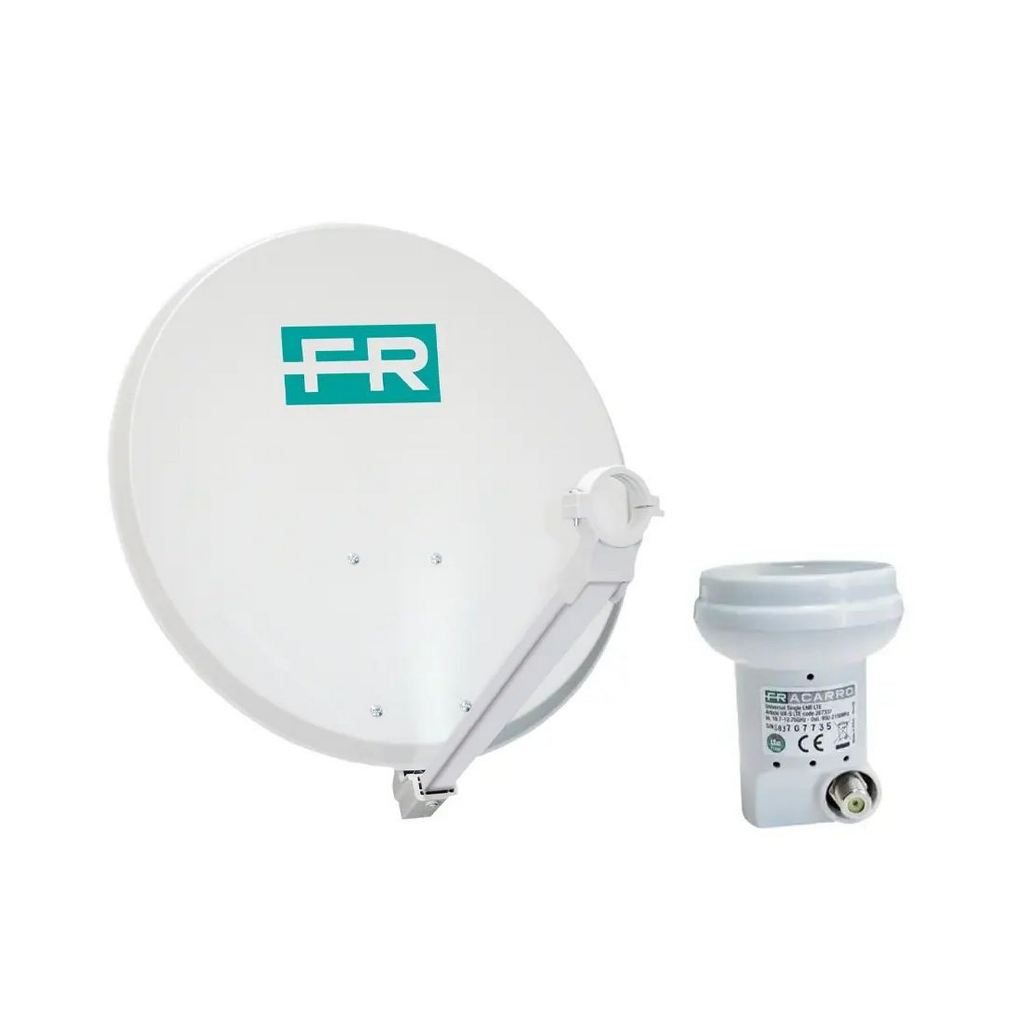 FRACARRO Kit de Satélite – Antena Parabólica Offset 60 cm + LNB Single con Filtro LTE – Alta Recepción HD, Kit de Montaje Incluido (KIT60SC)