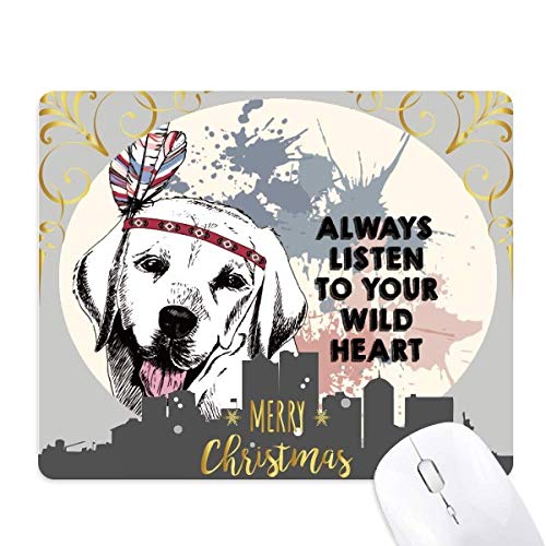 Tapis de souris motif chien de Noël aquarelle tapis de bureau caoutchouc antidérapant