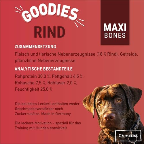 Chewies Hundeleckerli Training Maxi Rind Knöchelchen - 200 g - Hundesnacks zuckerfrei & mit hohem Fleischanteil - ideal als Trainings-Leckerli für Ihren Hund