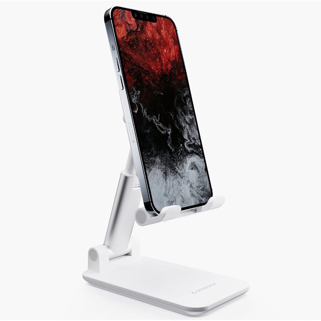 Mobile Holding Tabletop Stand, 180 Perfect View, Height Adjustment, Wide Compatibility, Multipurpose, Anti-Skid Design (Twistand, White)-picture-30