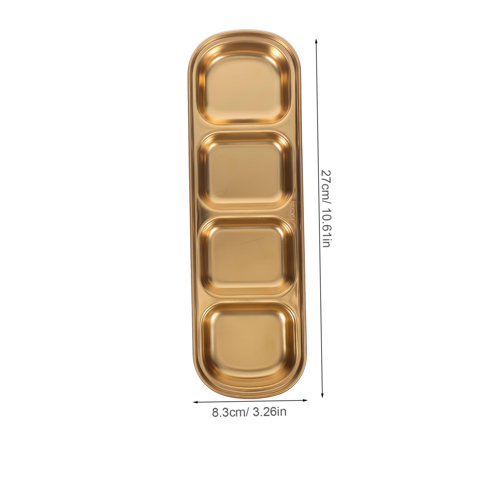 Unomor 4 Compartment Sauce Plate Stainless Steel Dipping Dishes for Sushi Condiments Seasoning Small Bowl Set for Bbq Hot Pot