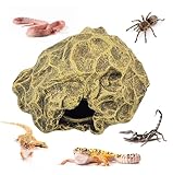 MUYG Small Hideout for Reptiles,Reptile Hide Cave Resin Gecko Habitat Decor 2 in 1 Multi-Functional Leopard Gecko Tank Accessories Hideout with Detachable Base as Food Bowl