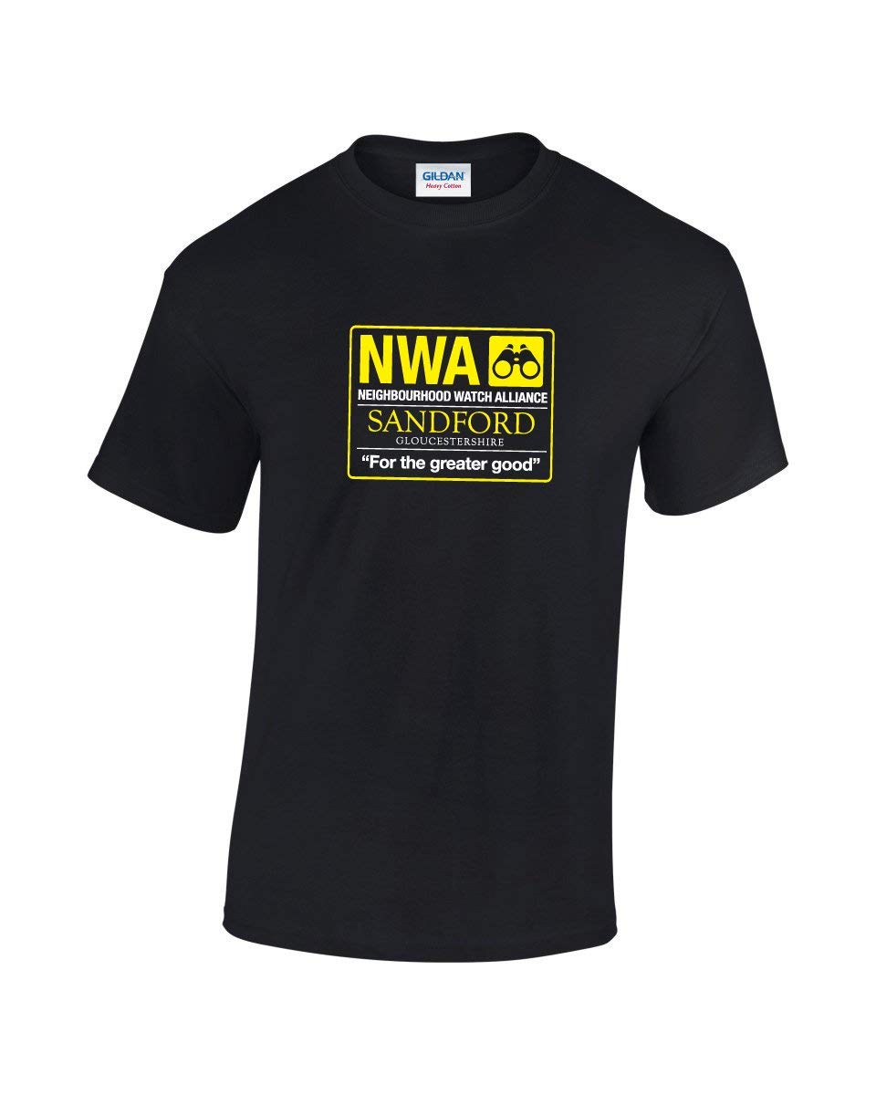 NWA Sandford for The Greater Good Hot Fuzz Mens Vintage Movie T-Shirt (Black Medium)