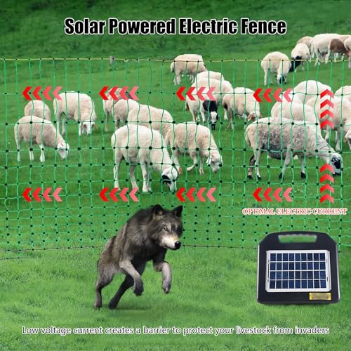 Elektryczne ogrodzenie dla kurcząt zasilane energią słoneczną, przenośna siatka dla drobiu z 14 słupkami, ochrona przed drapieżnikami na rancza i gospodarstwa, 89 cm wys. x 164 cm dł
