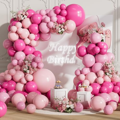 SULALABOO Hot Pink Balloon Arch Kit 155Pcs Garland Latex Balloons 18 10 5 Inch for Birthday Anniversary Wedding Graduation Party Decoration