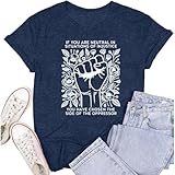 SUWATOIN Equality Shirts for Women Human Rights Tee Tops Social Justice Quote Tshirts Ruth Bader Ginsburg RBG Shirt Blue