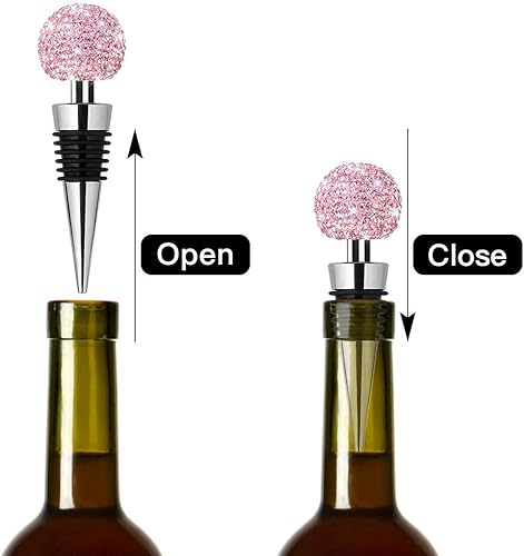 Miniatura 7 de Soleebee Tapones decorativos brillantes para botella de vino, tapón para botella de vino con diamantes de imitación de cristal, tapones para