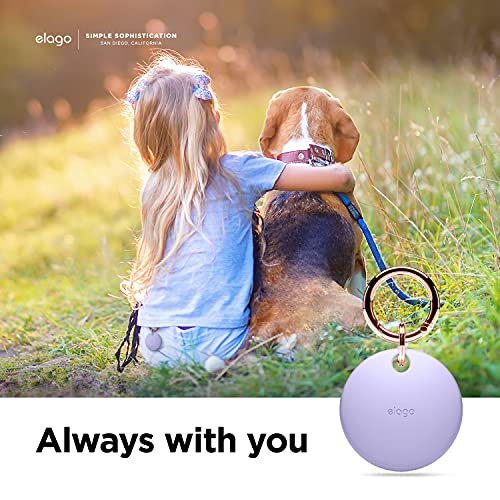 Image of elago Basic Case Keychain Compatible with AirTag 2nd Gen (2026) & 1st Gen - Keys, Backpacks, Purses, Golf Rangefinders, Slim and Simple Design, Scratch-Free, Safe for Kids and Pets [Lavender]- 1PC