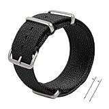[FDDCS] 【Amazon限定ブランド】 腕時計バンド18mm 20mm 22mmナイロン編みの上質なバンド手首に軽量フィット通気、速乾、取り付け簡単4色選択腕時計ベルト (18mm, ブラック)