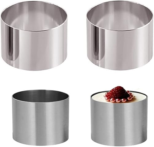 HMIN Moldes redondos para tartas, mini anillo para pasteles y pastelería, anillo redondo de acero inoxidable, anillos de comida de postre (redondo