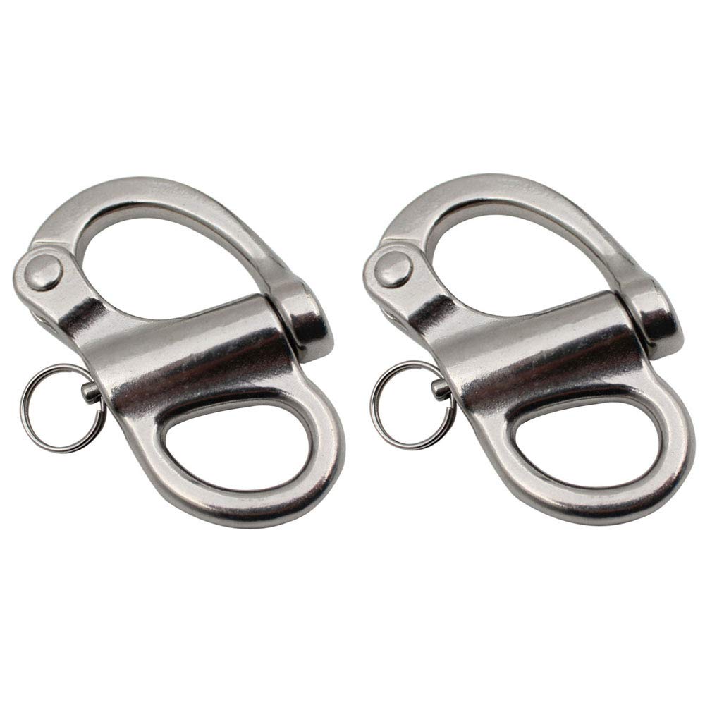 52mm-316 Stainless Steel Fixed Snap Shackle Spring Shackles, Hand Pull Fastening Shackle Rigging
