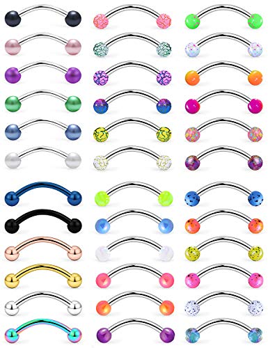 Vsnnsns Eyebrow Piercing Jewelry 16G Stainless Surgical Steel Curved Barbell Eyebrow Ring Vertical Labret Lip Jewelry Rook Daith Earrings Piercing Jewelry for Women Men 6mm 8mm 10mm 16 Gauge