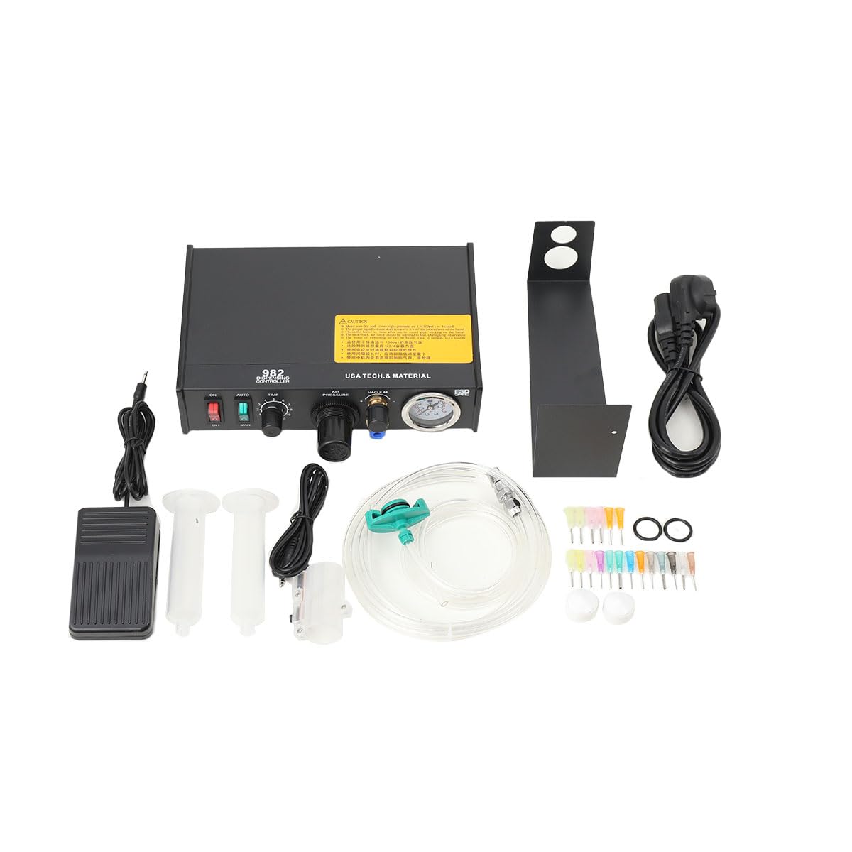 Halbautomatischer Klebstoffspender Digital Display Semi-Automatic Glue Dispenser Klebstoffspender Flüssigklebstoffspender 982 Lotpasten Halbautomatischer/manueller Betrieb (AC220V EU Plug)