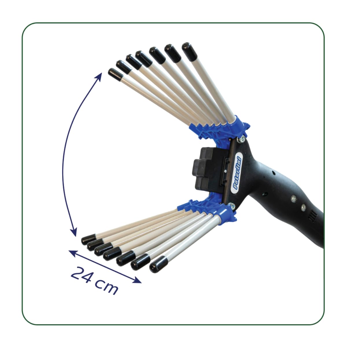 PATERLINI Vareador eléctrico profesional para recoger aceitunas de 12 V – Vareador recogedor de aceitunas eléctrico ligero y potente – Recogida rápida de aceitunas (V-UP – Barra telescópica 2,25