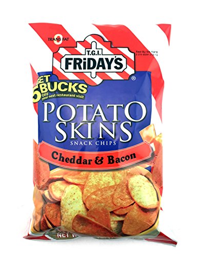 T.G.I. Friday Potato Skins Snack Chips, Cheddar & Bacon, 5.5 Ounces (Pack of 3)