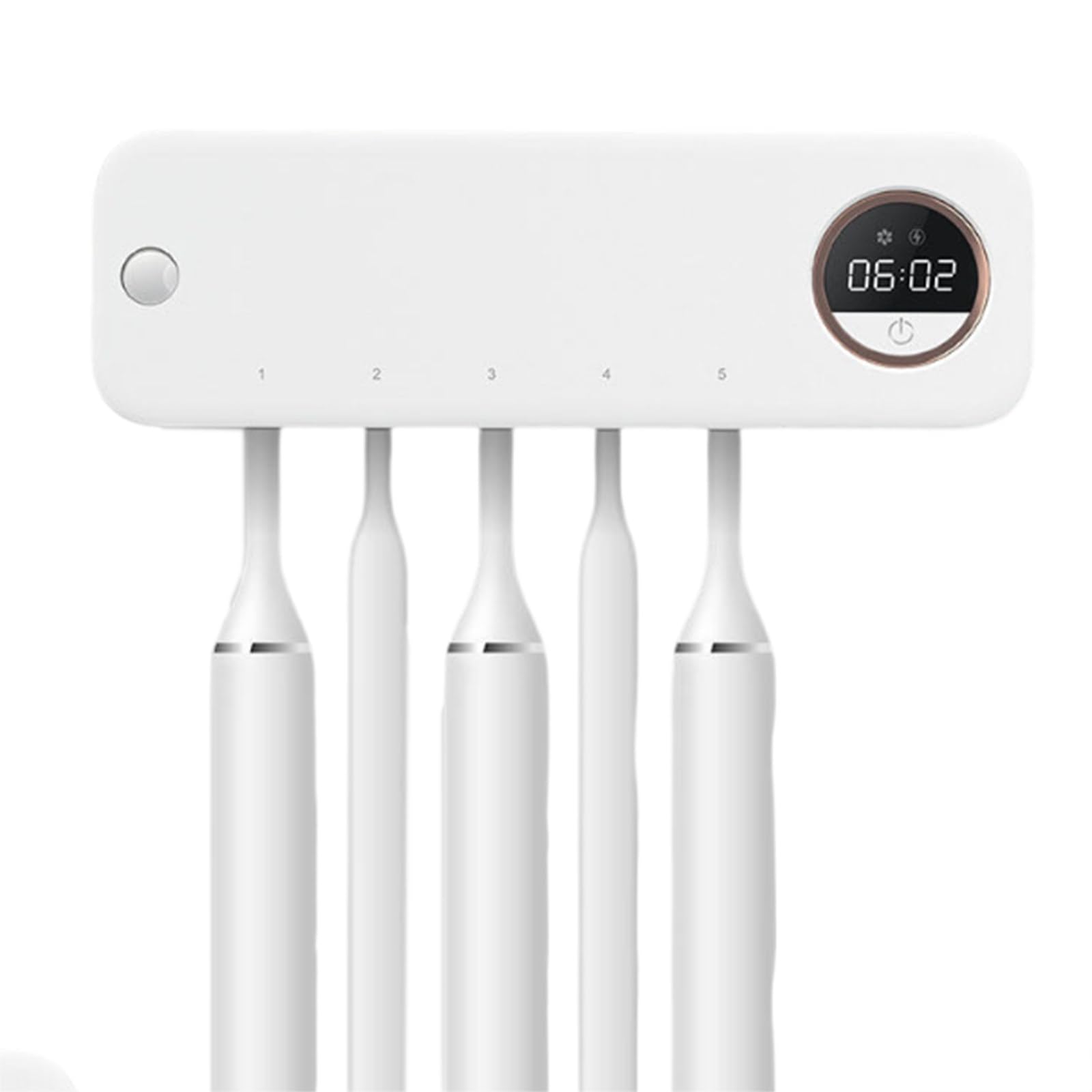Soporte para cepillos de dientes montado en la pared Almacenamiento de baño Desinfectante de cepillos de dientes para el hogar Accesorios de baño impermeables,White