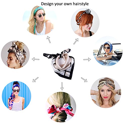 Kerchief Neck Scarf Women Square Kerchief, Silk Scarf Bandanas Headband 23.6x23.6 inch 6