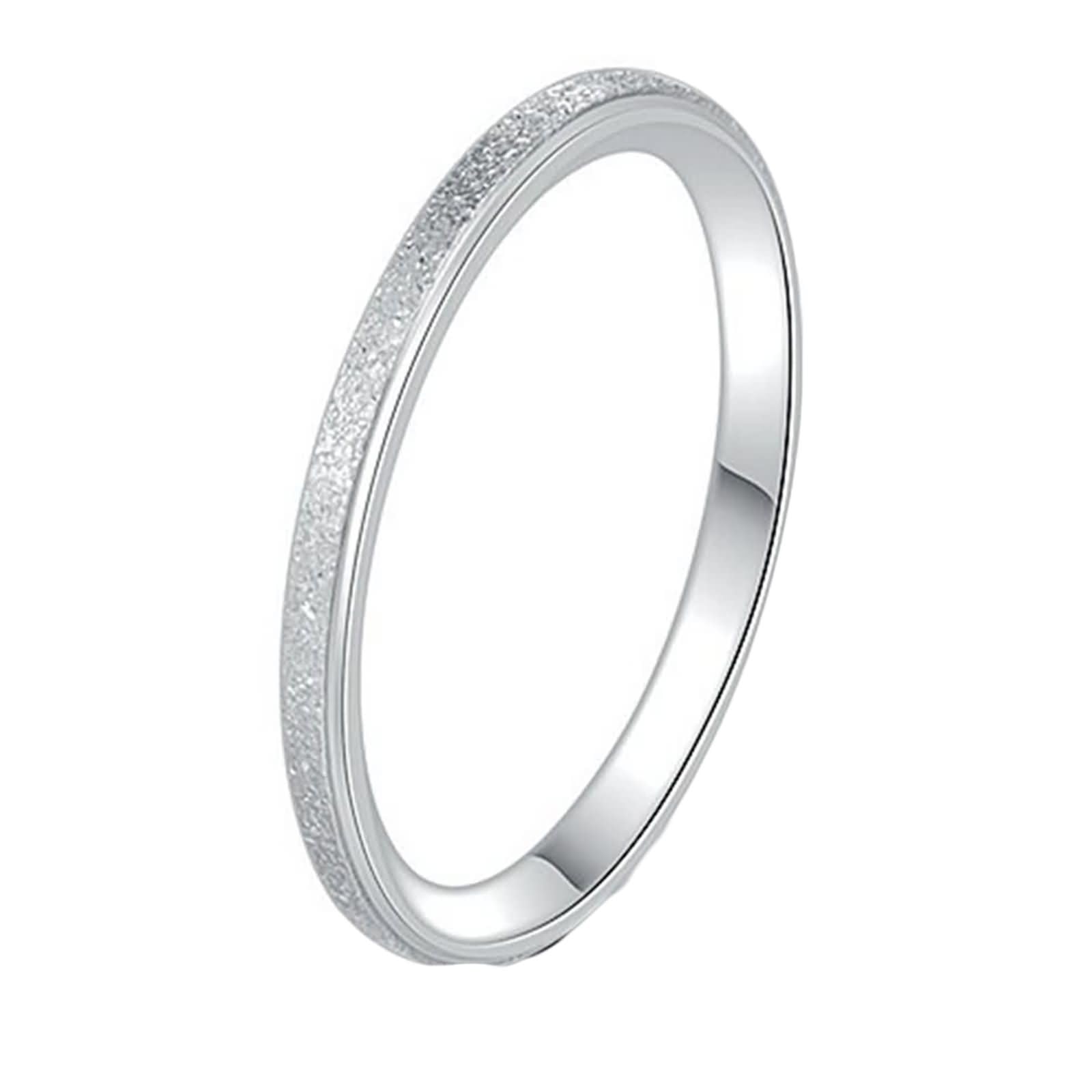 Beydodo Anillos Mujer Plata,Anillo Alianza Mujer Redondo 2MM con Mate Anillos para Mujer Acero Inoxidable