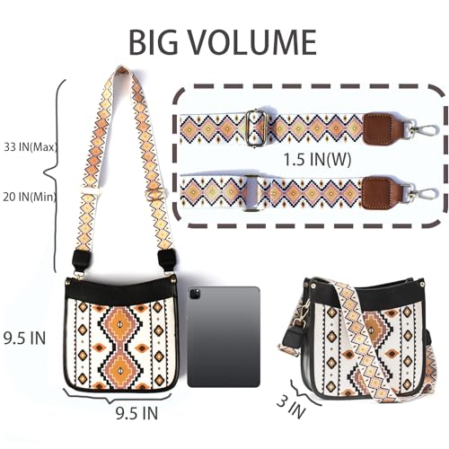 Parisex Womens Trendy Shoulders Bags, Vegan Leather+Canvas Crossbody Bags with Zipped Pockets3