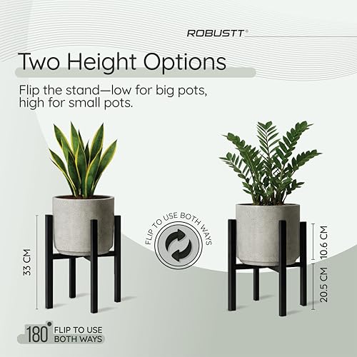 Image of Robustt 4-Leg Adjustable Metal Plant Stand (8-12 Inch Pots) Pack of 1 | Dual Height Options | Supports Up to 100 kg | Anti-Rust Finish with Anti-Slip Base | Ideal for Outdoor and Indoor Plant Display