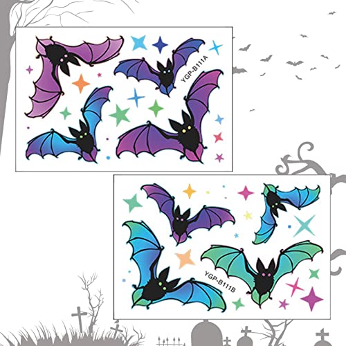 Générique 4 piezas de decoración de pared de murciélago de Halloween - Juego de pegatinas brillantes de murciélago de Halloween en la oscuridad | Ventana decorativa para