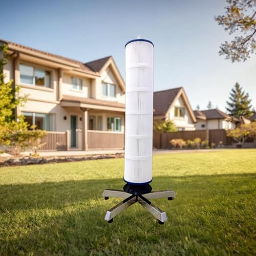 Pool Filter Cleaning Tool with Claw Stainless Steel Stand, Spinning Clean for 3, 4 in Pool Cartridges