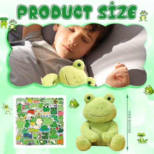 APPCRFM Frosch Kuscheltier Plüsch, Frosch Kuscheltier Kinder, Cute Animal Frog Plush, Tier-Frosch-Aufkleber, Geburtstags Geschenke für Jungen und Mädchen - 25CM