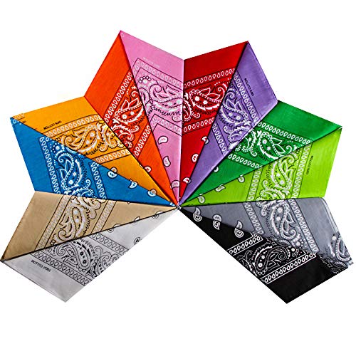 Ambielly Bandanas Classique Impression Paisley Bandanas 100% Coton Enveloppe de tête Bracelets Écharpes (003)