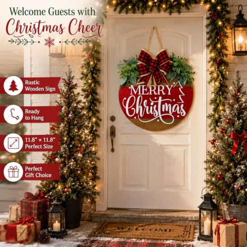Image of Merry Christmas Wreaths for Front Door Wreath Outdoor Window Decorations