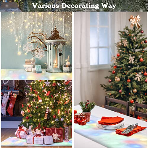 Chemin de table de Noël LED 3x1,4m couverture de table blanche pour fête d'hiver