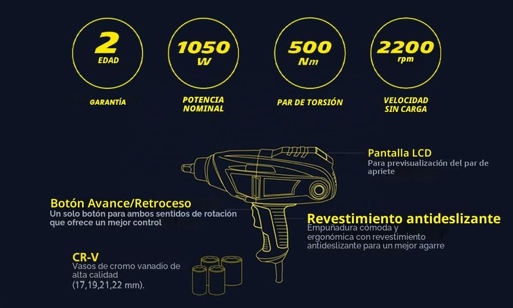 MICHELIN Extractor de rueda de llave de impacto 230V, atornillar y desatornillar