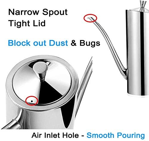 Lanhope Oil Dispenser Bottle 500ml Stainless Steel with Handle Olive Oil Pourer Stopper Pot Soy Sauce Vinegar Cruet Drizzler Non Drip Spout Heat-Resistant for Cooking Kitchen Restaurant BBQ