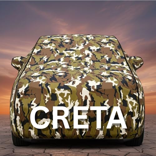 Image of Premium Jungle Series 100% Waterproof Car Body Cover for Creta Cover (All Models) with Mirror Pockets | Triple Stitched, Elastic, Custom Fit, Heat Resistant, Anti-Dust, All-Weather Cover