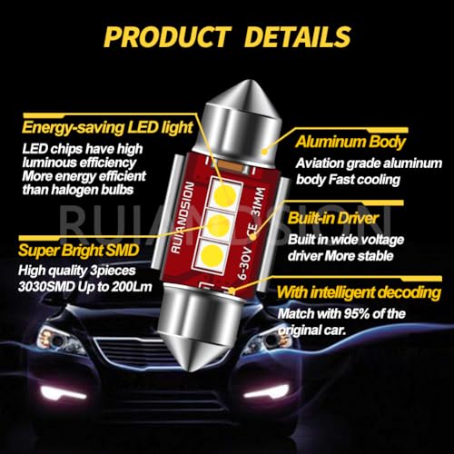 Lámparas LED Dome 31mm Pack 2 Ruiandsion Blanco miniatura 4