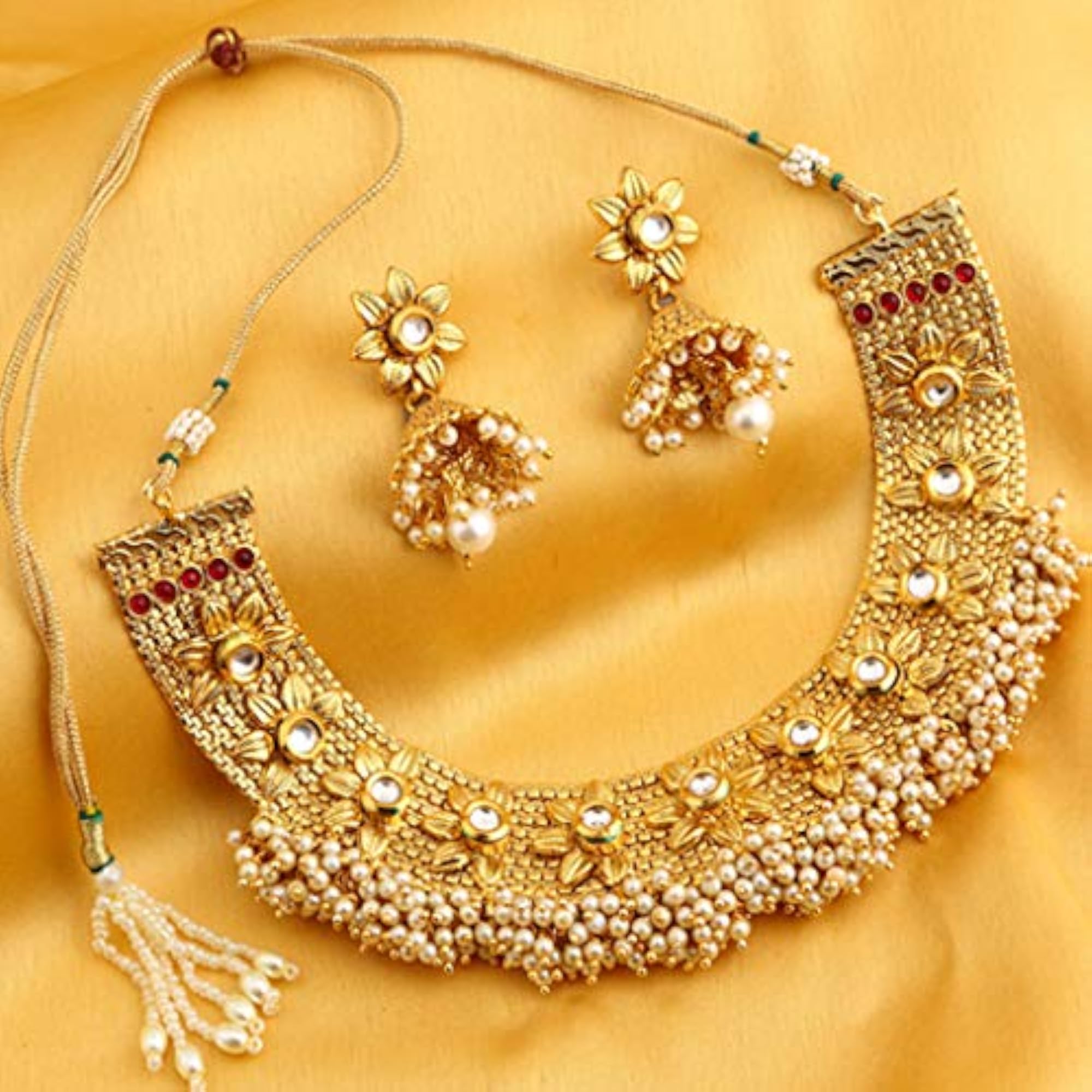 Floral Design Necklace Set (N71908GLDPGA092017SK)