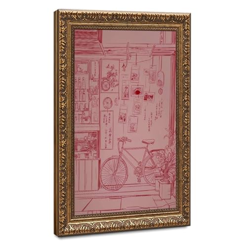 Toile minimaliste de vélo japonais, décoration murale moderne salon et chambre 30x45