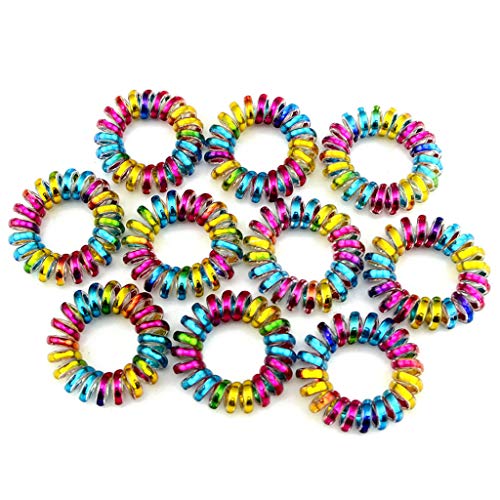 Simdoc 10Pcs Rainbow Spiral Hair Ties-3.8 Cm-Telephone Wire Cord Hair Ties Hair Coils Hair Ring Headbands Elastic Hair Bands,S