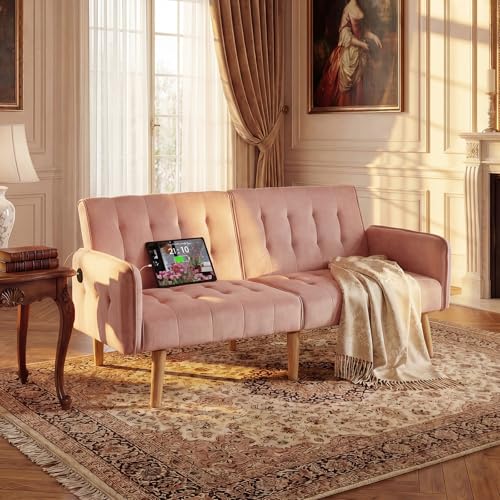TYBOATLE 65' W Velvet Modern Convertible Folding Futon Couch...