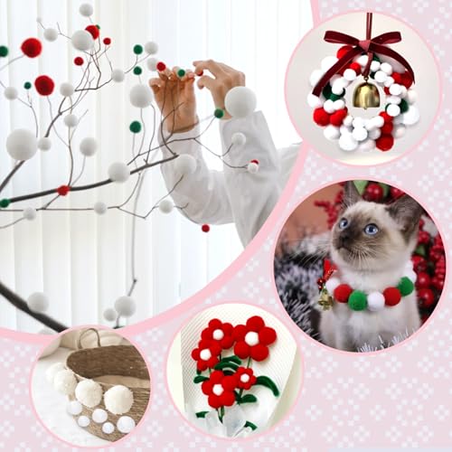 TOAOB 50 Stück Pompons zum Basteln Groß 30 mm Weiß Pompom Flauschigen Plüsch set Bälle Kunst Bommel mit 100 Stück Selbstklebend Wackelaugen für Dekorieren Nähen DIY Lustige Kreativen Handwerk