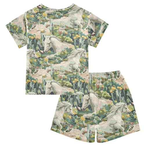 ALAZA Cactus Horse Pajama Set Short Sleeve Sleepwear Soft Lounge Nightwear2